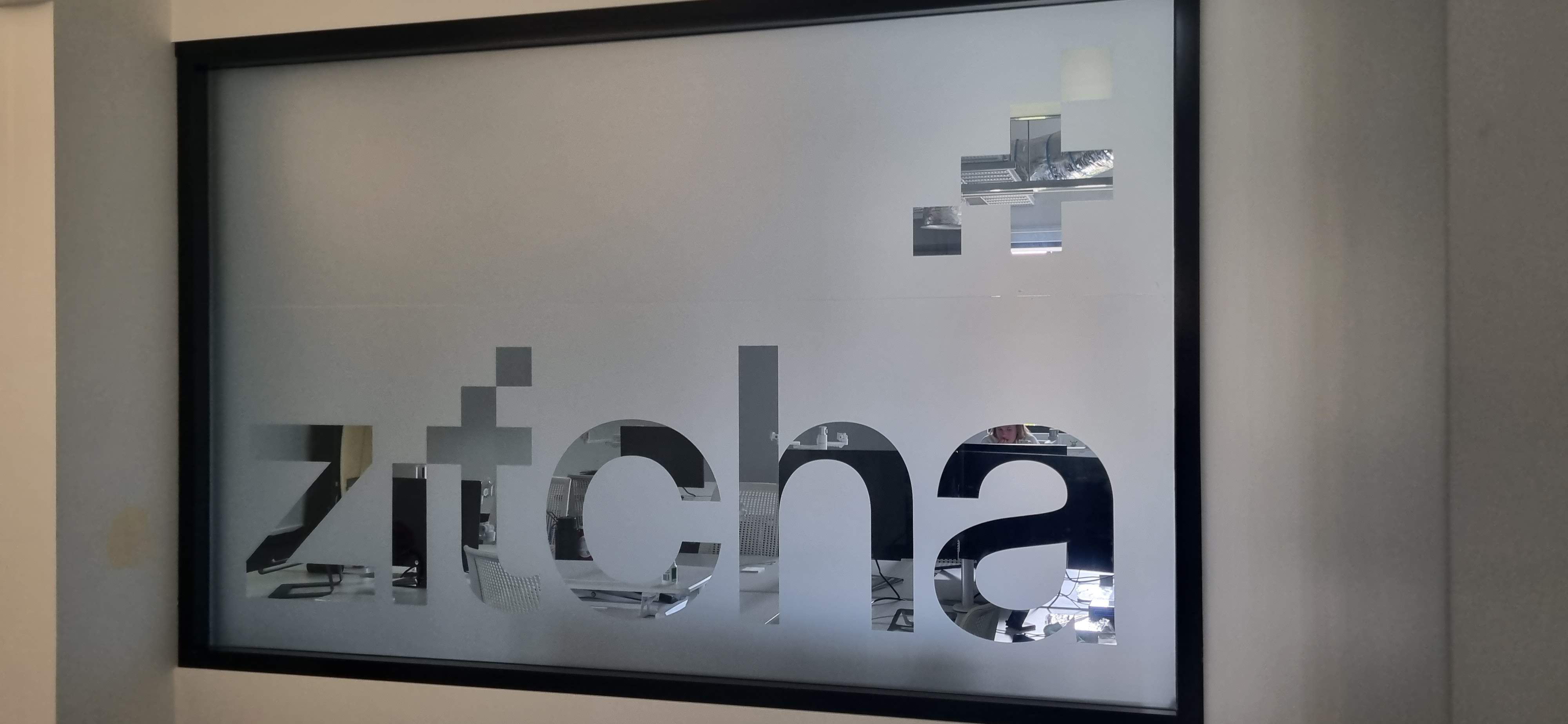 Office window frosting with clean cut-out lettering at Peregian Digital Hub